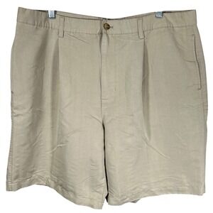 Chaps Golf Mens Pleated Shorts Tan Khaki Size‎ 40 Rayon Blend Casual Outdoor